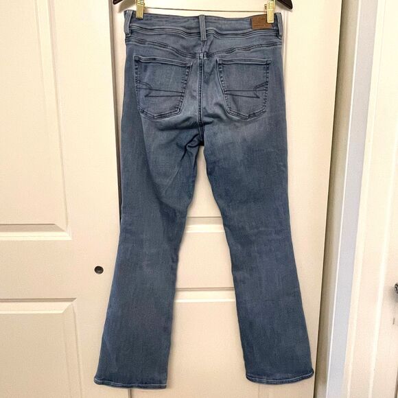American Eagle Women's Stretch Blue Wide Leg Denim Jeans US 8 - Picture 2 of 10